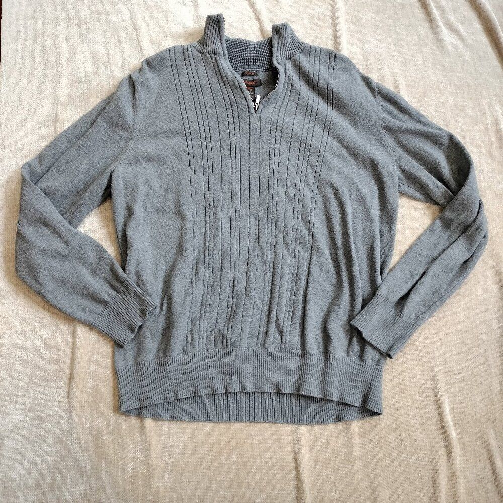 Dockers Grey Slim Fit Pull Over Mock Neck Partial Zip Sweater Size XL